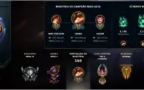 Nível 365, Todos Campeões, 854K Teemo, 119 Skins, 55 Épicas
