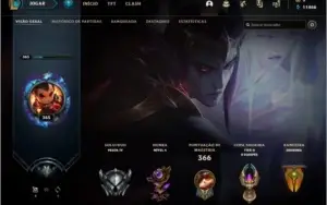 Nível 365, Todos Campeões, 854K Teemo, 119 Skins, 55 Épicas