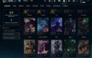 Mestre com 35 Champs e 3 Skins + 2 Fragmentos