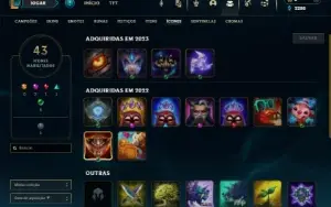 Mestre com 35 Champs e 3 Skins + 2 Fragmentos