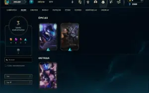 Mestre com 35 Champs e 3 Skins + 2 Fragmentos