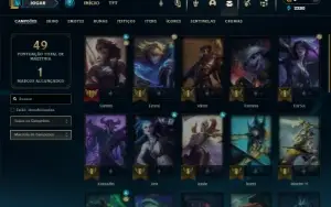 Mestre com 35 Champs e 3 Skins + 2 Fragmentos