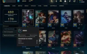 Unranked com 145 Champs e 131 Skins