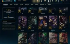 Ouro 4 com 60 Champs e 22 Skins + 2 Fragmentos