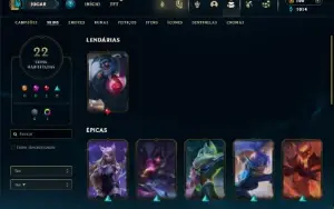 Ouro 4 com 60 Champs e 22 Skins + 2 Fragmentos