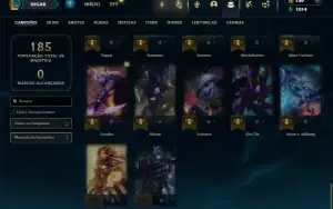 Ouro 4 com 60 Champs e 22 Skins + 2 Fragmentos