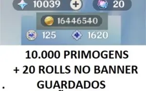 CONTA AR55 KLEE, GANYU, VENTI, KEQINGc1, +5* 10KPRIMO+20ROLL