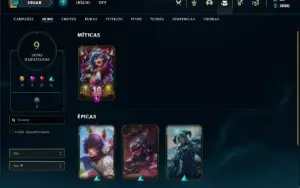 Conta Unranked com 21 Champs e 9 Skins