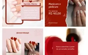 Pack Manicure 12 Artes Editáveis Canva
