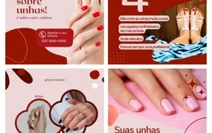 Pack Manicure 12 Artes Editáveis Canva