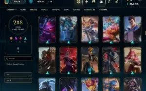 Bronze 4 com TODOS os champs e 208 Skins (Mais de 150 Jogos)