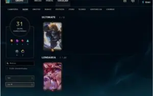 CONTA LOL B1 COM 31 SKINS E MAIS DE 100 CHAMPS