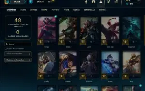 Unranked com 30 Champs e 8 Skins + 3 Fragmentos
