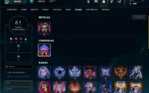 Unranked com 30 Champs e 8 Skins + 3 Fragmentos