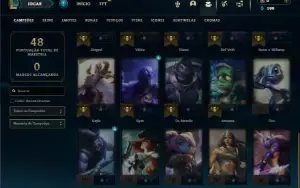 Unranked com 30 Champs e 8 Skins + 3 Fragmentos