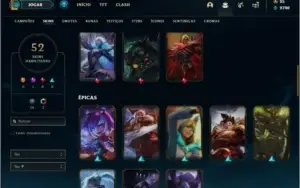 Conta bronze 3 com 106 champs e 52 skins