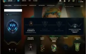 Conta bronze 3 com 106 champs e 52 skins