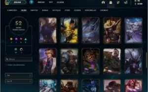 Conta bronze 3 com 106 champs e 52 skins