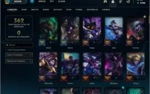 Conta bronze 3 com 106 champs e 52 skins