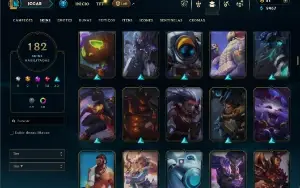 Unranked com TODOS os champs e 182 Skins + 6 Vitoriosas