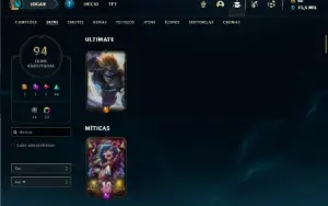 Conta ouro 3 com 110 Champs e 94 Skins ( MAIN SUP )