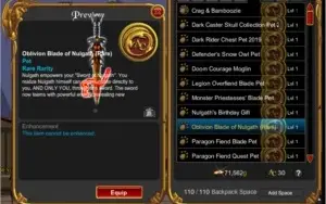 ACC [RECENTE] OBLIVION BLADE OF NULGATH(RARE) 70K ACS GASTOS