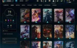 Ouro 4 com 120 Champs e 78 Skins ( JG / MID / ADC )