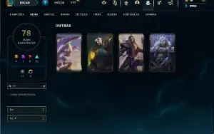 Ouro 4 com 120 Champs e 78 Skins ( JG / MID / ADC )