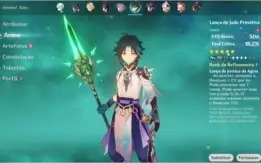 AR 43 Xiao + Lança jade, Zhongli, Diluc e Mona