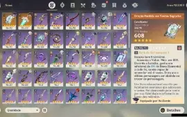 GENSHIN IMPACT - AR57 , 15T5, 13 Personagens T5 e 2 Armas T5
