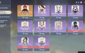 GENSHIN IMPACT - AR57 , 15T5, 13 Personagens T5 e 2 Armas T5