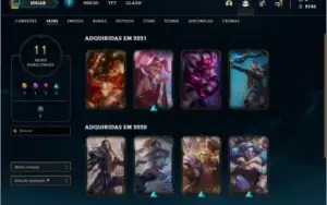 Conta ouro 4 com 11 skins e 42 champs
