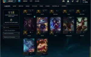 Conta ouro 4 com 11 skins e 42 champs