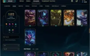 CONTA LOL LVL 301 DIAMANTE 102 SKINS , 135 CAMPEÕES