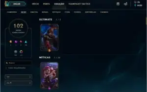 CONTA LOL LVL 301 DIAMANTE 102 SKINS , 135 CAMPEÕES