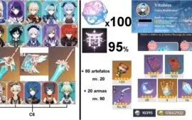Conta Genshin - AR 58 - 13 5* - 90 Inv. Banner 100% e mais!