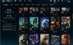 Conta ouro 2 com 80 Champs e 37 Skins + 3 Vitoriosas