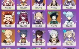 Conta Rank 50 Klee, Venti, Baal, Keqing, Harpa Celestial