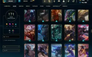 Ouro 4 com TODOS os champs e 171 Skins (MID / TOP / JG )