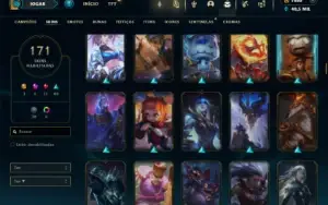 Ouro 4 com TODOS os champs e 171 Skins (MID / TOP / JG )