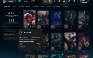 Ouro 4 com TODOS os champs e 171 Skins (MID / TOP / JG )