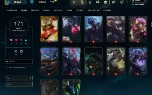 Ouro 4 com TODOS os champs e 171 Skins (MID / TOP / JG )