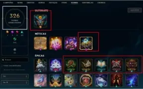 Todos Campeões, lv 375, 186 skins, 45k de EA e muito mais!