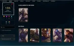 Todos Campeões, lv 375, 186 skins, 45k de EA e muito mais!