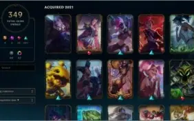 Conta Platina 1, 135 campeões, 349 Skins, Nível 410.
