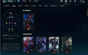 Conta bronze 4 com 76 Champs e 71 Skins (+ de 400 Jogos)