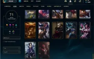 Conta bronze 4 com 76 Champs e 71 Skins (+ de 400 Jogos)