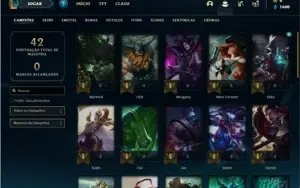 Conta bronze 3 com 40 Champs e 12 Skins + 1 Ultimate