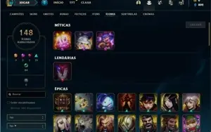 Conta prata 3 com TODOS os champs e 70 Skins