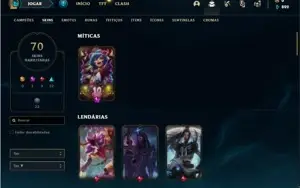Conta prata 3 com TODOS os champs e 70 Skins